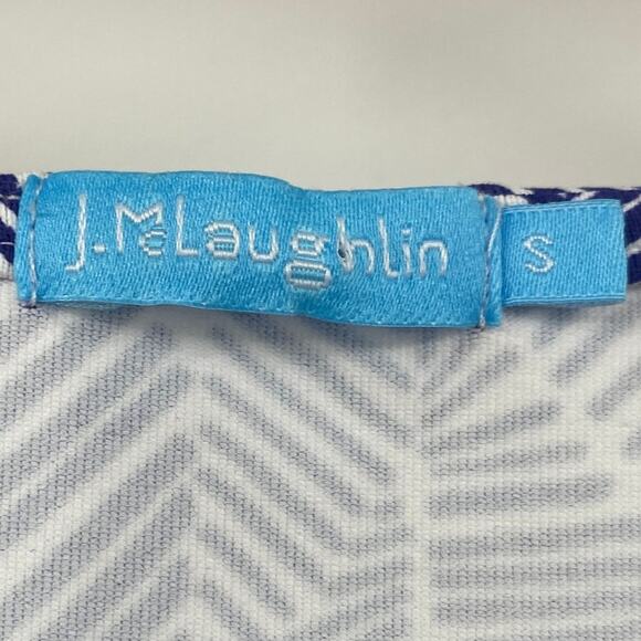 J Mclaughlin Ellison Mini Dress Catalina Cloth Jersey Knit Printed White Blue S - Picture 7 of 7